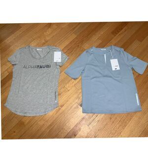2 Alpha Tauri Designer‎ T-Shirt Set Gray Blue Casual Sport Fashion Athletic Wear